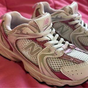 New Balance Pink and White Athletic Sneakers